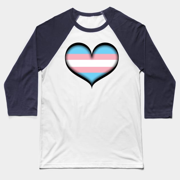 Large Vector Heart in Transgender Pride Flag Colors Baseball T-Shirt by LiveLoudGraphics